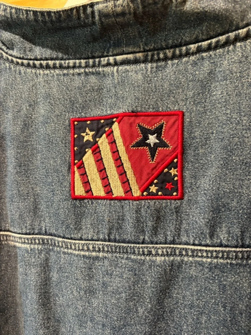 Vintage Christopher & Banks denim quarter-zip pullover jacket patriotic size L